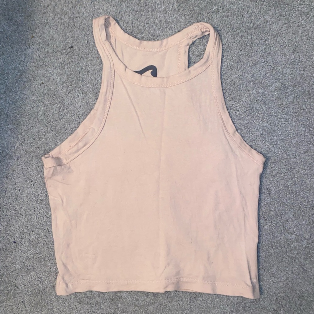 Cream/Soft Pink Halter Crop Top | Surf Style | Size: M